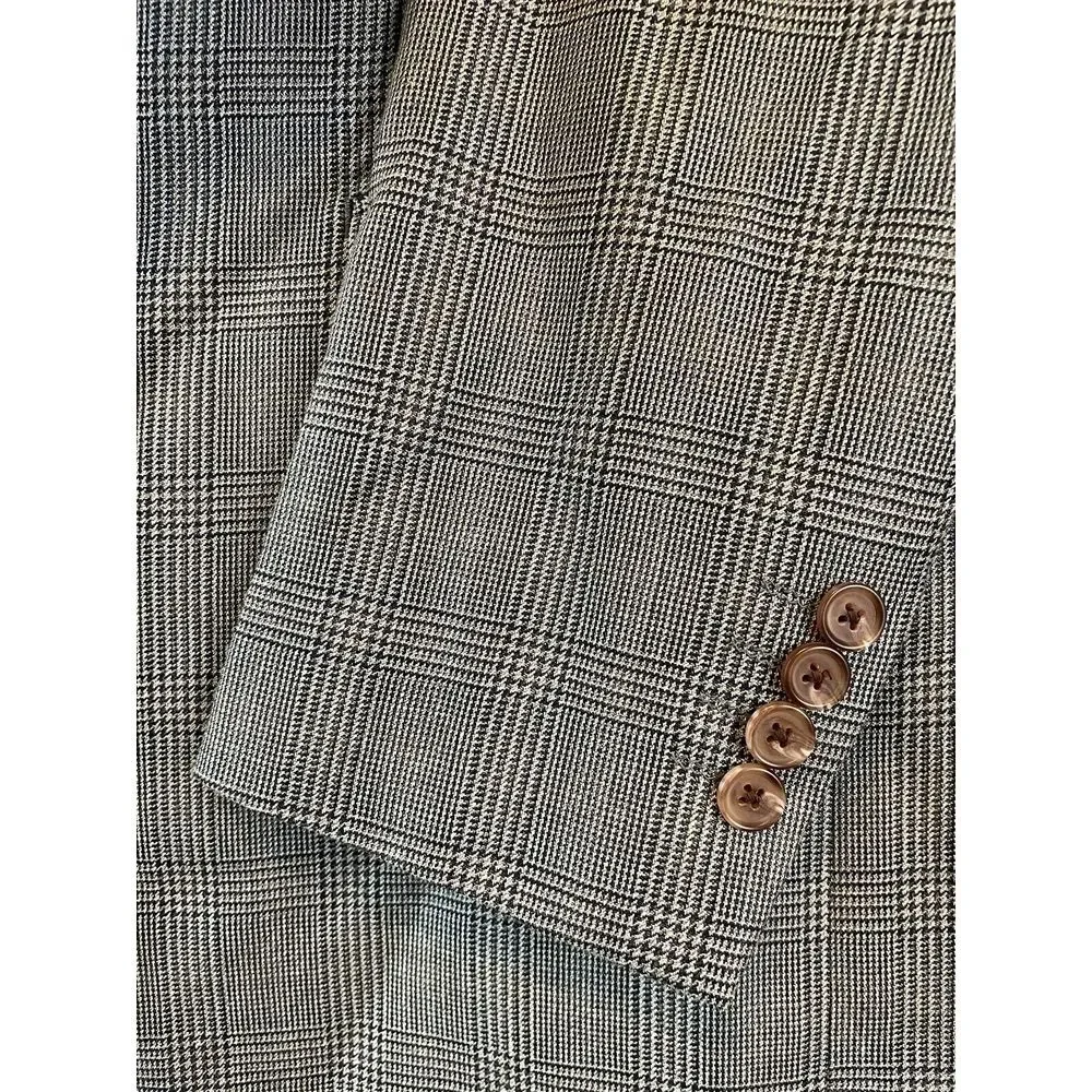 Ralph Ralph Lauren 42R Silk & Wool Gray‎ Glen Check 2Btn Blazer Jacket